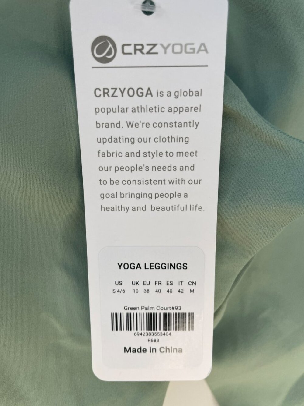 CRZ Yoga High-Waist Green Palm Yoga Stretch Leggings Size Small (4-6) NWT - Picture 6 of 7